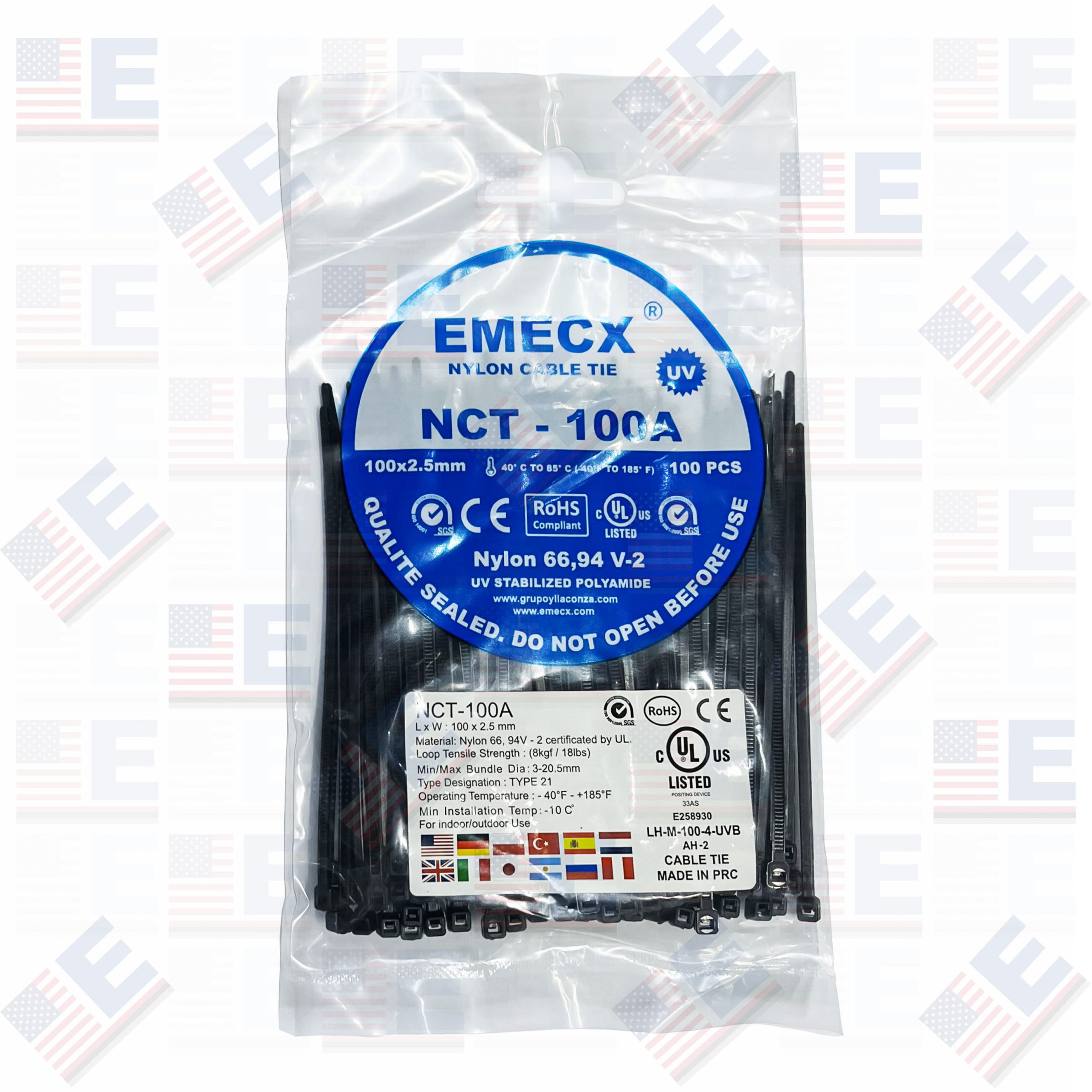 CINTILLO 100X2.5mm NEGRO - NYLON - UV