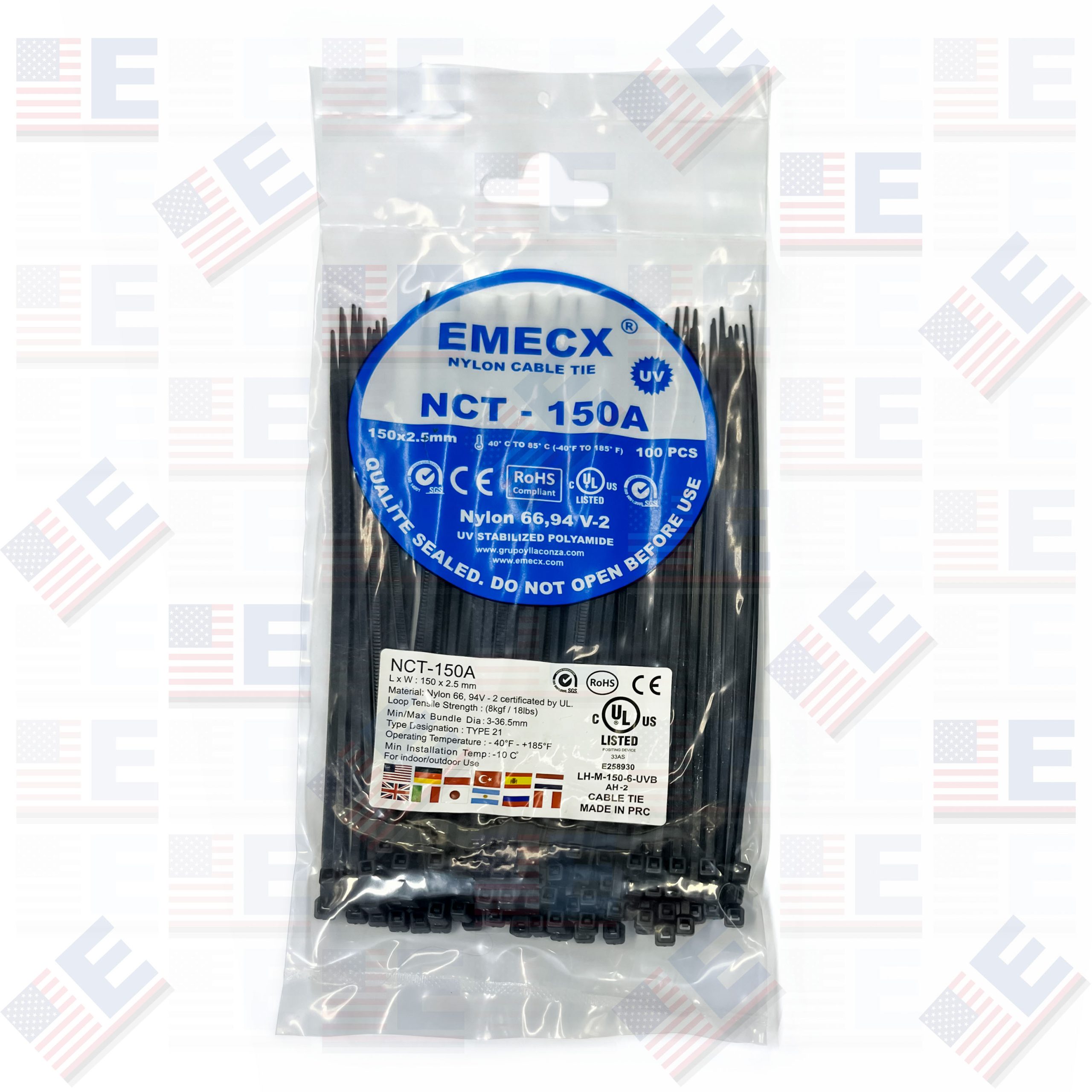 CINTILLO 150X2.5mm NEGRO – NYLON – UV