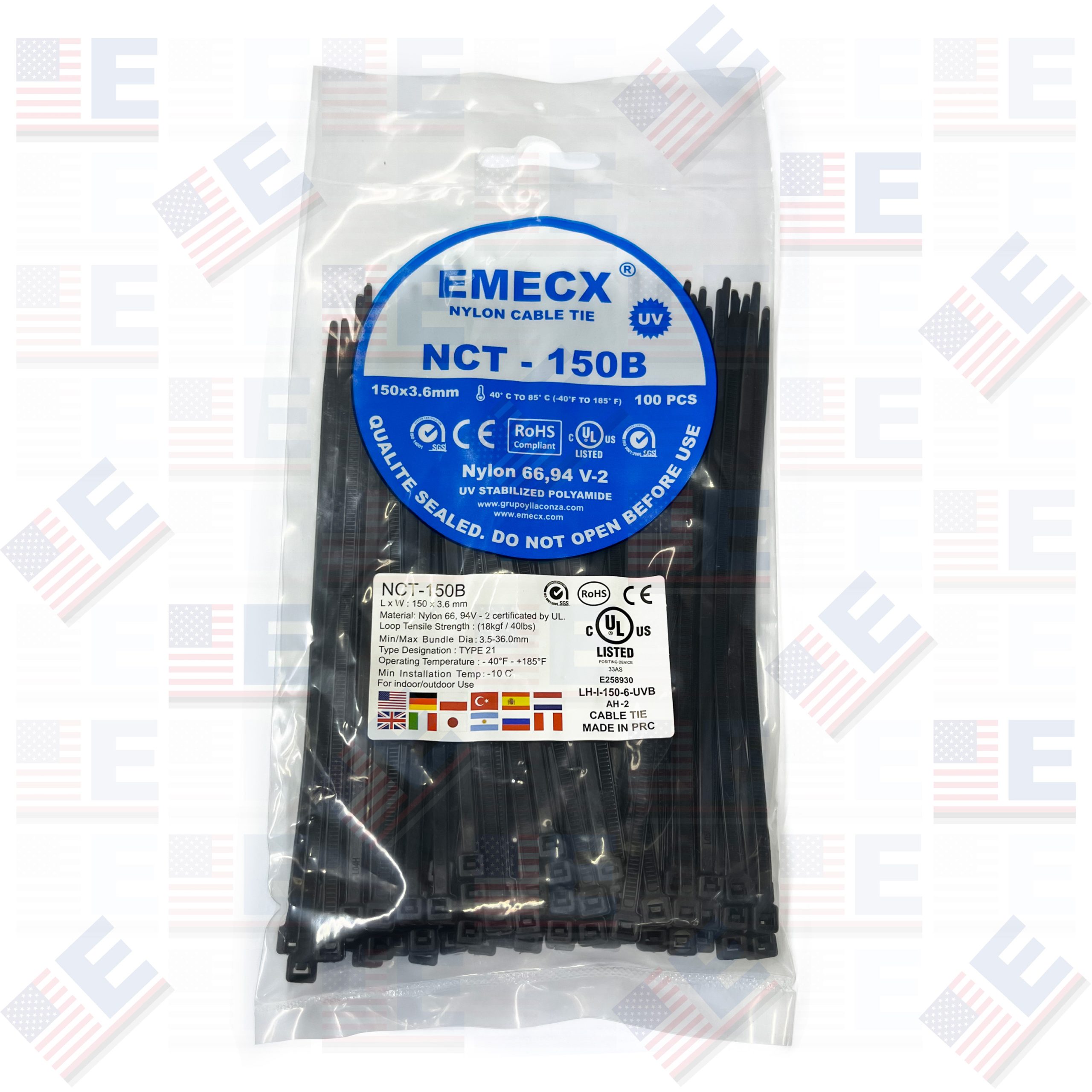 CINTILLO 150X3.6mm NEGRO – NYLON – UV