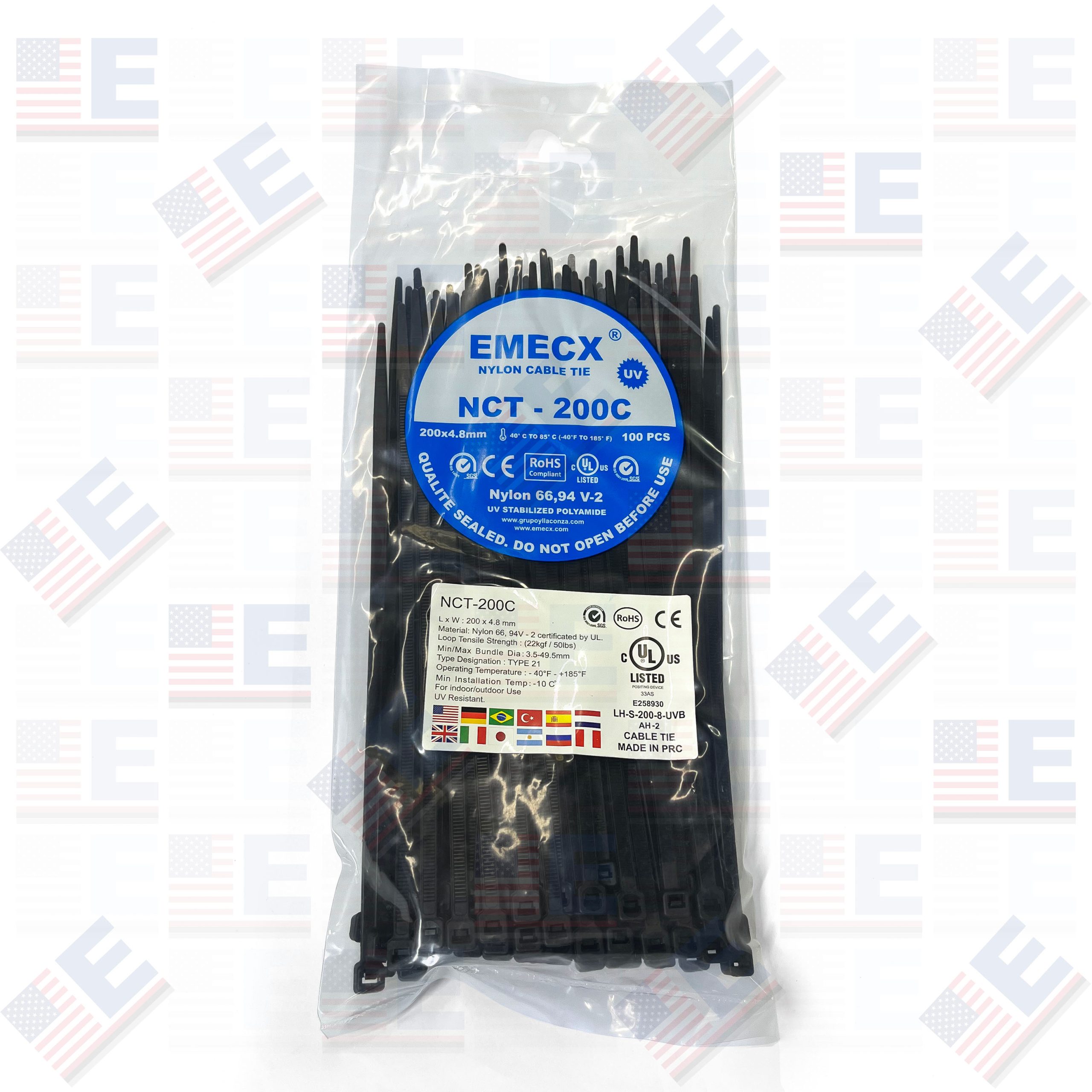 CINTILLO 200X4.8mm NEGRO - NYLON - UV