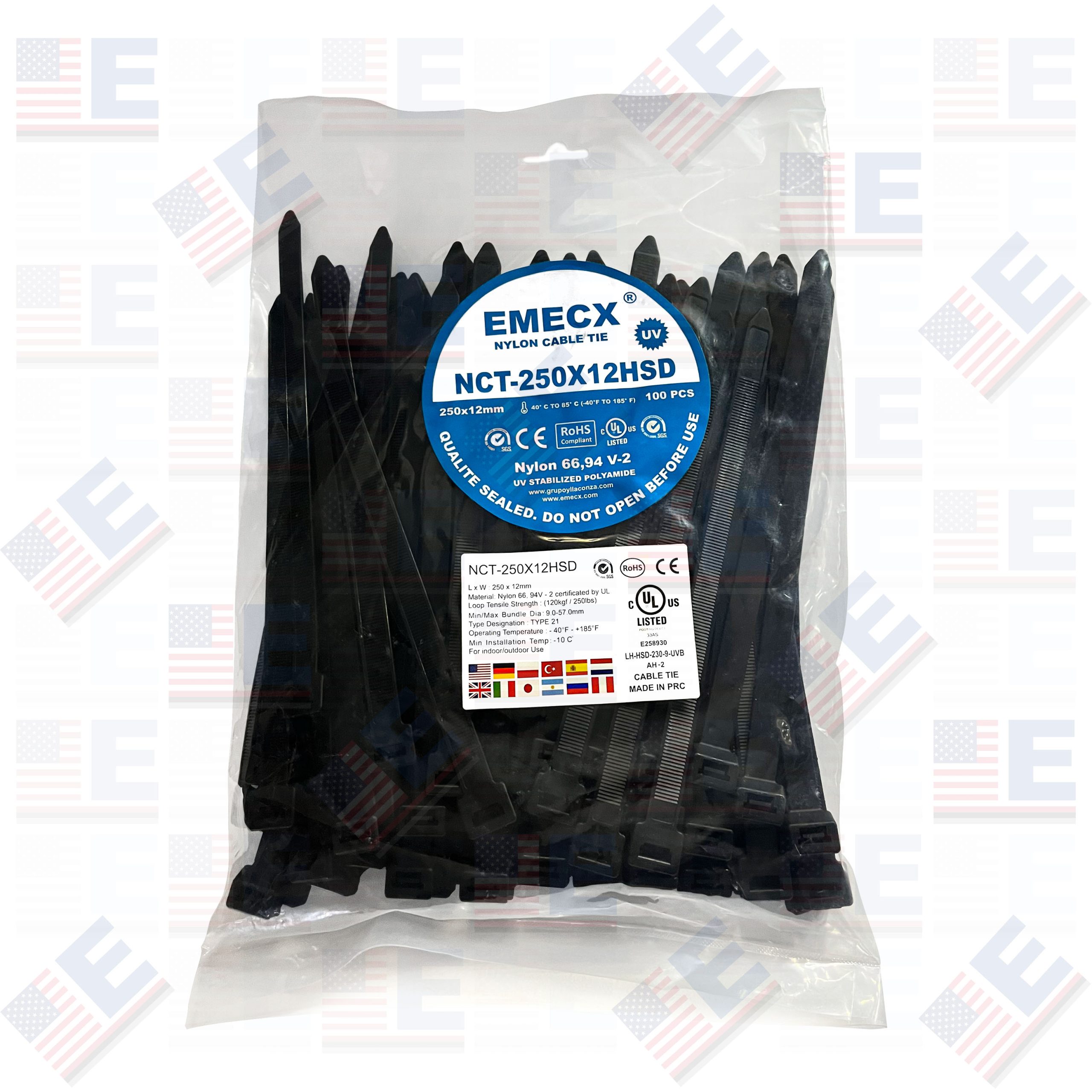 CINTILLO 250X12mm NEGRO - NYLON - UV